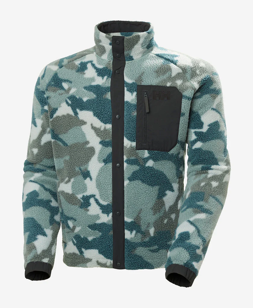 PANORAMA PRINTED PILE SNAP, Dark Creek Woodland Camo - Image 5